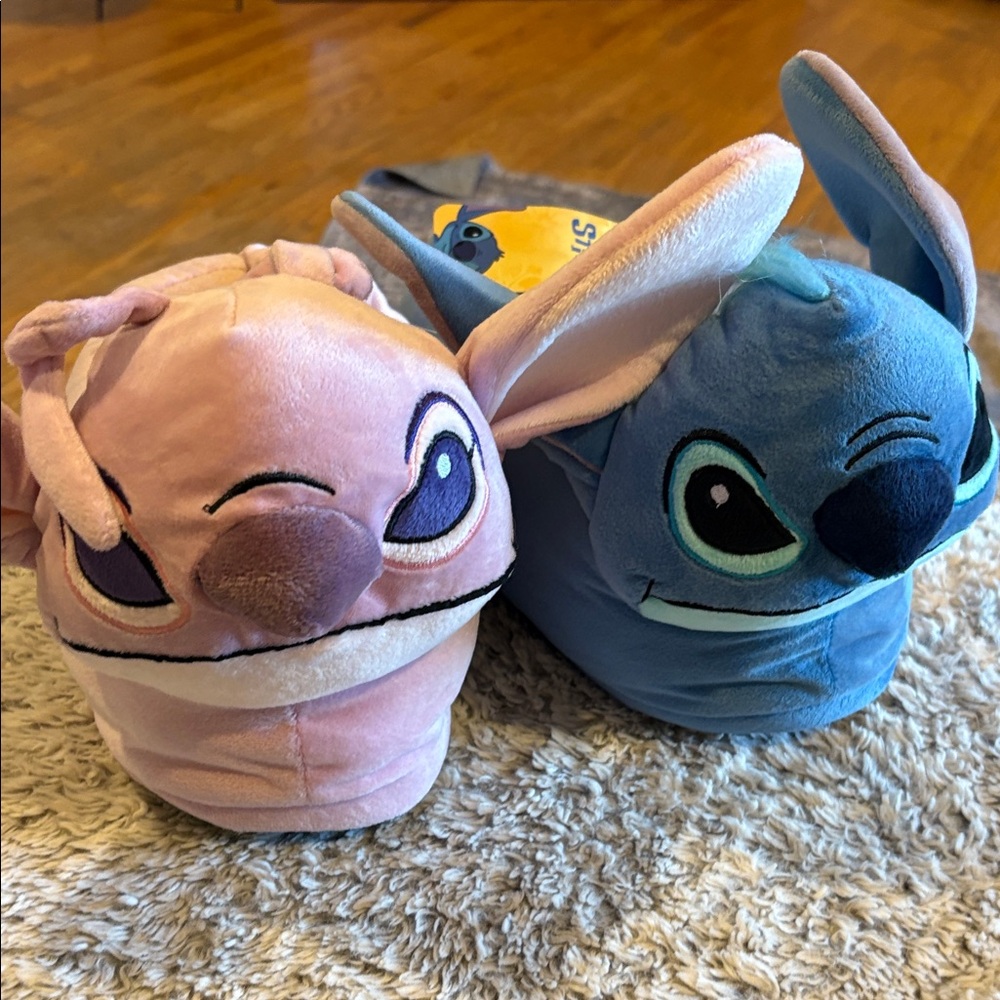 Disney Lilo & Stitch Slippers‎  Size xl Blue Pink New Plush Angel